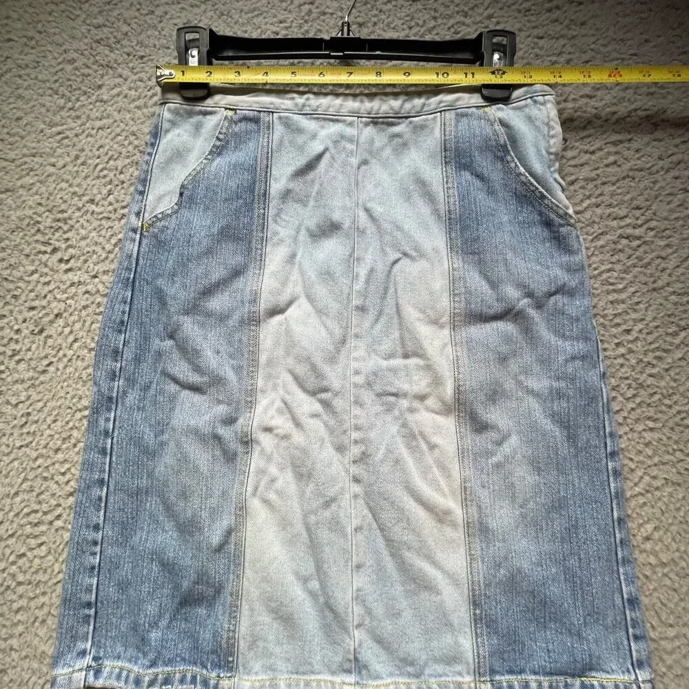 Armani Exchange Denim Skirt Womens Size 0 Blue Colorblock A Line - Picture 2 of 15